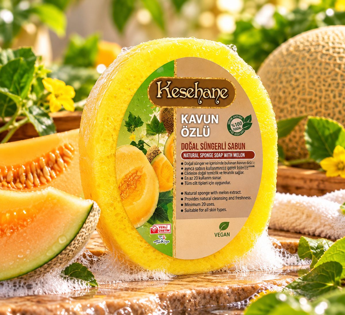 Sabonete Esponja Natural com Extrato de Melão — Kesehane