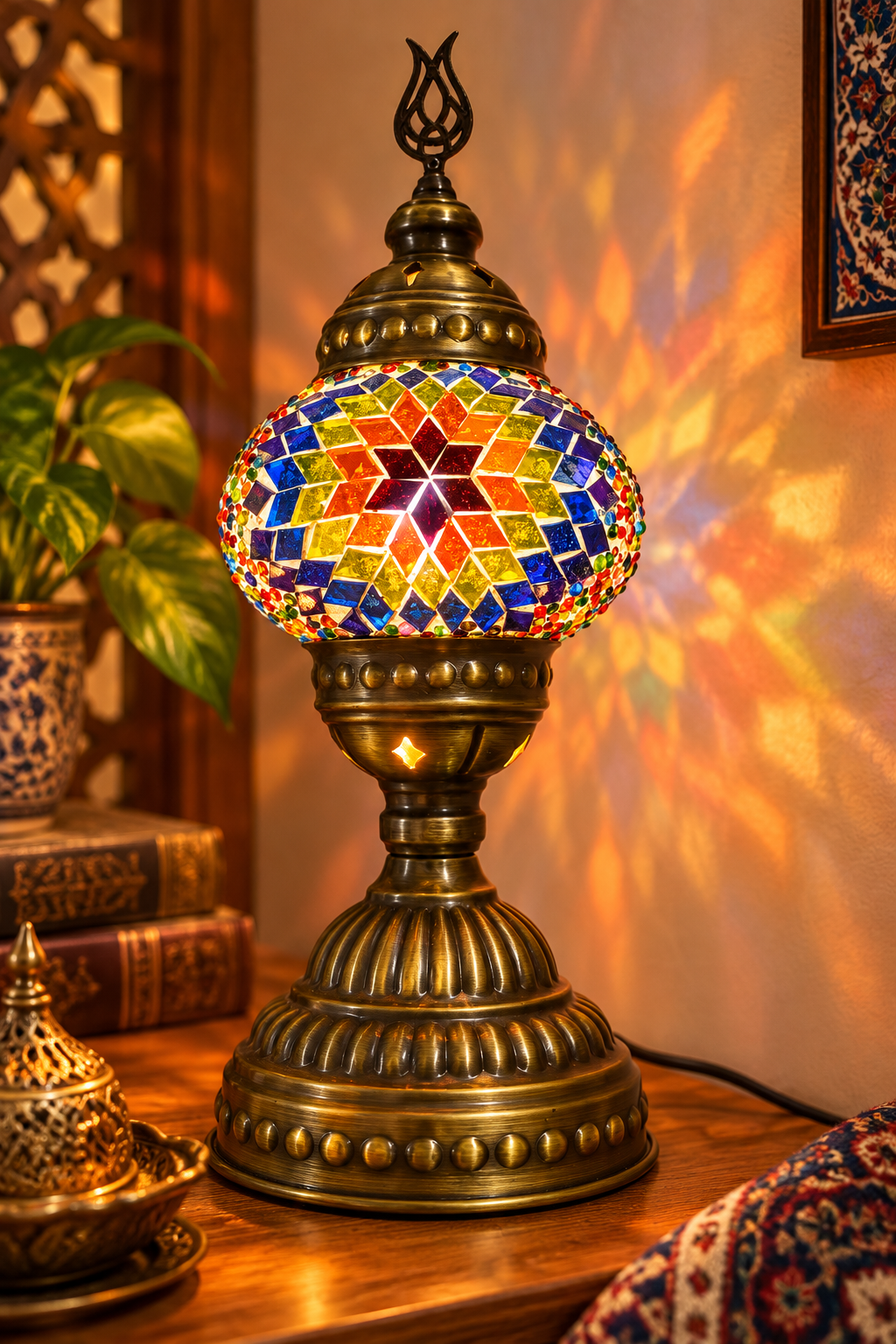 Luminária Turca Artesanal em Mosaico – Estilo Oriental